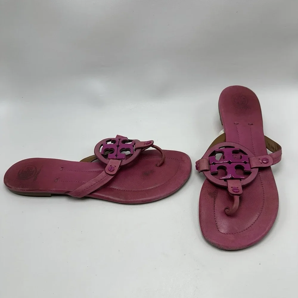 Tory Burch Miller Sandals Pink Weather Thong Size 9.5 M Shoes Flat Rose‎